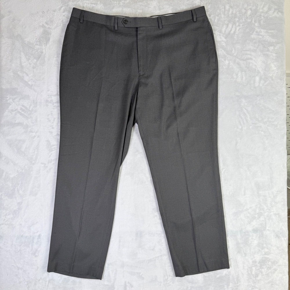 Ralph Lauren Dress Pants Mens 42x30 Gray Micro Houndstooth Flat Front Trousers